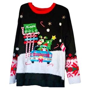 North Pole-Santa's Pub-Club Elf Size Large (12-14) Christmas Sweater